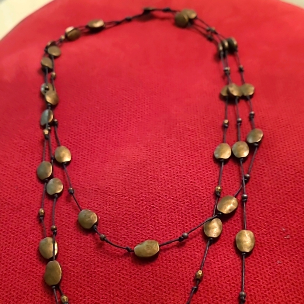 Metallic and Leather Necklace